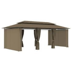 Vidaxl Paviljon z zavesami 600x298x270 cm taupe 180 g/m²