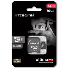 Integral 64GB MICRO SDXC class10 90MB/s SPOMINSKA KARTICA+ SD ADAPTER