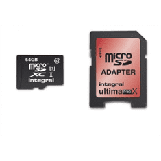 Integral 64GB MICRO SDXC class10 UHS-I U3 90MB/s SPOMINSKA KARTICA+ SD ADAPTER