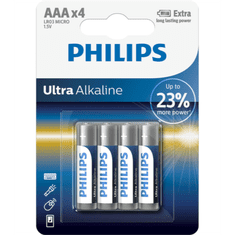 Philips BATERIJA AAA - ULTRA ALKALINE BLISTER 4 KOS (LR3)