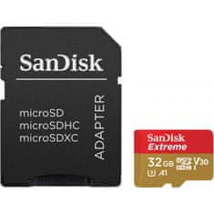 SanDisk Extreme microSDHC 32GB + SD Adapter for Action Sports Cameras - 100MB/s A1 C10 V30 UHS-I U3