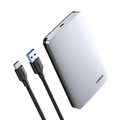 Ugreen 2.5'' SATA ohišje za disk srebrn + USB-C-USB-A kabel - box