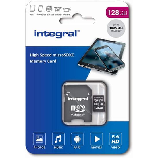 Integral 128GB High Speed microSDHC/XC V10 UHS-I U1