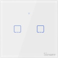 Sonoff Pametno stensko stikalo Wi-Fi + RF433 dvojno T1EU2C-TX