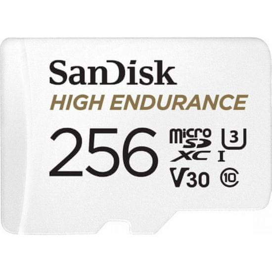 SanDisk High Endurance video microSDHC 256GB + SD Adapter Full HD / 4K video, do 100/40 MB/s C10, U3, V30