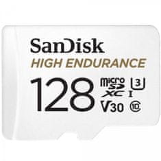 SanDisk High Endurance video microSDHC 128GB + SD Adapter Full HD / 4K video, do 100/40 MB/s C10, U3, V30