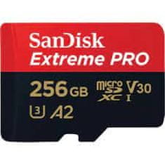 SanDisk Extreme PRO microSDXC 256GB + SD Adapter do 200MB/s/140MB/s A2 C10 V30 UHS-I U3