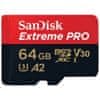 Extreme PRO microSDXC 64GB + SD Adapter do 200MB/s & 90MB/sA2 C10 V30 UHS-I U3