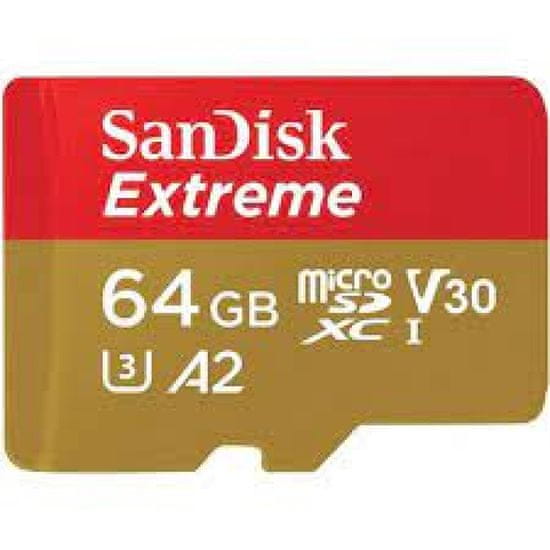 SanDisk Extreme microSDXC 64GB for Action Cams and Drones + SD Adapter 170MB/s & 80MB/s A2 C10 V30 UHS-I U3