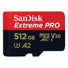 SanDisk Extreme PRO microSDXC 512GB + SD Adapter do 200MB/s & 140MB/sA2 C10 V30 UHS-I U3