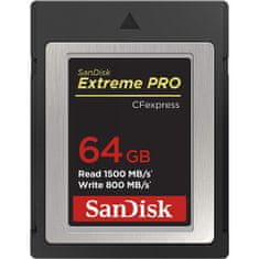 SanDisk Extreme PRO CFexpress Card Tip B, 64GB, 1500MB/s Branje, 800MB/s Zapisovanje