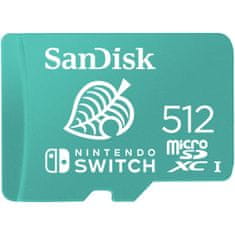 SanDisk MicroSDXC za Nintendo Switch 512GB, do 100MB/s branja, 90MB/s pisanja, U3, C10, A1, UHS-1