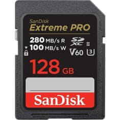 SanDisk Extreme PRO 128GB V60 UHS-II SD, 280/100MB/s,V60,C10,UHS-II