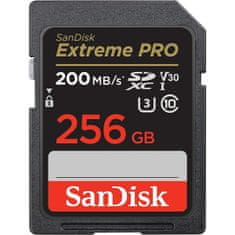 SanDisk Extreme PRO 256GB SDXC+ 2 leti RescuePRO Deluxe do 200MB/s & 140MB/s branje/zapisovanje, UHS-I, Class 10, U3, V30