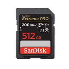 SanDisk Extreme PRO 512GB SDXC spominska kartica + 2 years RescuePRO Deluxe do 200MB/s & 140MB/s branje/pisanje, UHS-I, Class 10, U3, V30