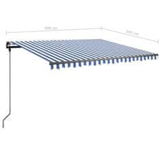 Vidaxl Ročno zložljiva tenda z LED lučkami 400x350 cm modra in bela