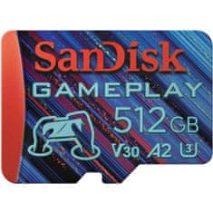 SanDisk GamePlay microSDXC UHS-I Card, 512GB Gaming microSDXC, 190MB/s, 130MB/s W, UHS-I, V30, U3, C10, RPD1, 