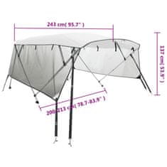 Vidaxl Bimini tenda s 4 loki in stranicami 243x(200-213)x137 cm