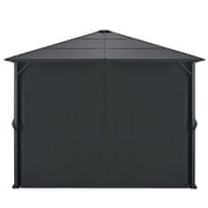 Vidaxl Paviljon z zaveso aluminij 3x3 m črn