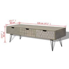 Vidaxl TV omarica s 3 predali 120x40x36 cm siva