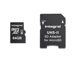 Integral 64GB microSDXC 280-100MB/s UHS-II V60 + SD adapter