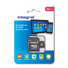 Integral 64GB SMARTPHONE & TABLET MICRO SDXC class10 UHS-I U1 90MB/s SPOMINSKA KARTICA+ SD ADAPTER