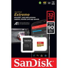 SanDisk 32GB Extreme Micro SDHC A1 CL10 V30 UHS-I U3 100MB/s Mobile spominska kartica + adapter