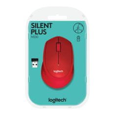 Logitech M330 Silent Plus brezžična miška, rdeča