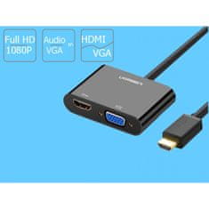 Ugreen HDMI na VGA+HDMI adapter črn - box