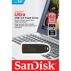 SanDisk Ultra 64GB USB3.0 črn spominski ključek