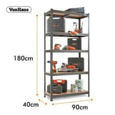 VonHaus 1.8m 5 polični regal HAMMERITE