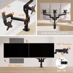 VonHaus Trojni namizni nosilec do diagonale 27'' plinska vzmet