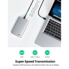 Ugreen 2.5'' SATA ohišje za disk srebrn + USB-C-USB-A kabel - box