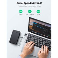 Ugreen 2,5" ohišje trdega diska z vgrajenim kablom USB C - box