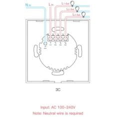 Sonoff Pametno stensko stikalo Wi-Fi + RF433 trojno T1EU3C-TX