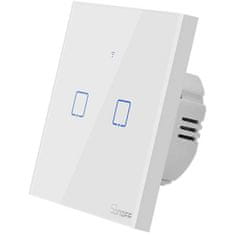 Sonoff Pametno stensko stikalo Wi-Fi + RF433 dvojno T1EU2C-TX