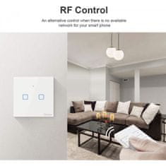 Sonoff Pametno stensko stikalo Wi-Fi + RF433 dvojno T1EU2C-TX