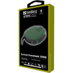 Sandberg Survivor Powerbank 10000mAh prenosna baterija z LED svetilko in kompasom