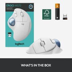 Logitech Miška ERGO M575 Wireless Trackball, Bluetooth, Unifying, bela