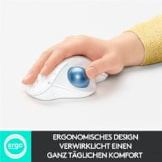 Logitech Miška ERGO M575 Wireless Trackball, Bluetooth, Unifying, bela