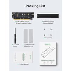 Ugreen M.2 PCIe NVME M-Key na PCIe 4.0 x16 adapter s hladilnikom - box