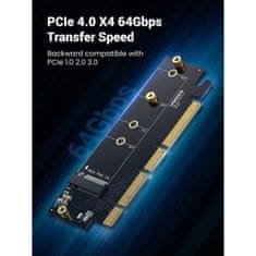 Ugreen M.2 PCIe NVME M-Key na PCIe 4.0 x16 adapter s hladilnikom - box