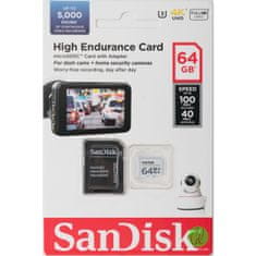 SanDisk High Endurance video microSDHC 64GB + SD Adapter Full HD / 4K video, do 100/40 MB/s C10, U3, V30