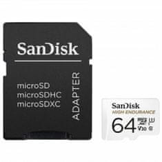 SanDisk High Endurance video microSDHC 64GB + SD Adapter Full HD / 4K video, do 100/40 MB/s C10, U3, V30