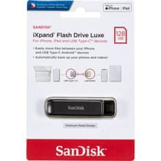 SanDisk Ixpand Flash Drive Luxe 128GB - USB-C + Lightning - za iPhone, iPad, Mac, USB Type-C naprave