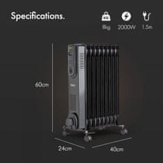 VonHaus Oljni radiator 9 reber 2000W črn 2514060