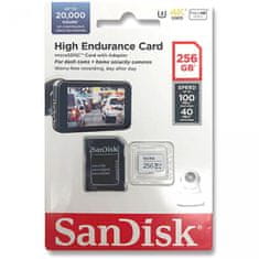 SanDisk High Endurance video microSDHC 256GB + SD Adapter Full HD / 4K video, do 100/40 MB/s C10, U3, V30