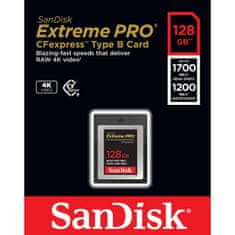 SanDisk Extreme PRO CFexpress Tip B, 128GB, 1700MB/s branje, 1200MB/s pisanje