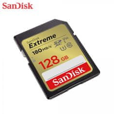 SanDisk Extreme 128GB SDXC spominska kartica + 1 leto RescuePRO Deluxe do180MB/s & 90MB/s branje/zapisovanje, UHS-I, Class 10, U3, V30