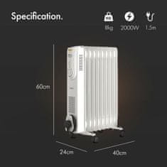 VonHaus Oljni radiator 9 reber 2000W bel 2514074